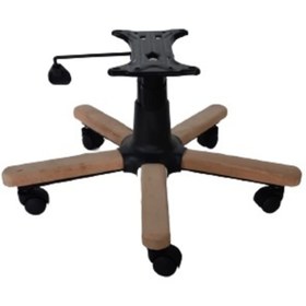 Resim KamusalMarket Ahşap Kaplama Yıldız Ayak Seti Tek Kollu Mekanizma Makam Sandalyesi Ayağı Naturel Boyasız 