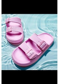 Resim Çift Toka Eva Ayarlanabilir Suya Dayanıklı Deniz,havuz,plaj Terliği Siyah 