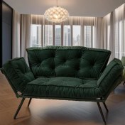 Resim Katlanır Yataklı Ikili Kanepe | Mekanizmalı Çekyat Koltuk | Dubai Ödüllü Tasarım | Yeşil 