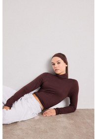 Resim Defacto Modal Kaşmir Yumuşak Dokulu Balıkçı Yaka Uzun Kollu Üst-fall İn Love F3167ax25aubn327 Kahve 