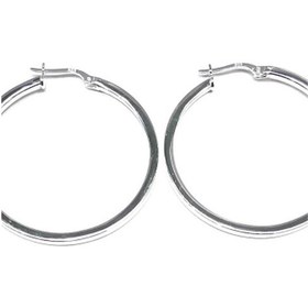 Resim Omar Silver Kadın Halka Model Kare Kesim Gümüş Şarnel Küpe 39 Mm 