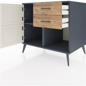 Resim Kronos Şifonyer Tek Raflı 2 Çekmeceli 2 Kapaklı 88x59x80 Antrasit-aytaşı/çam Aytaşı/çam 