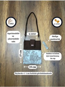 Resim Aksesuarsepeti El Yapımı, Fransız Köylüsü Desenli, Cepli, Taşıma Askılı, Kılıf Çanta, Tablet Kılıfı, Kitap Kılıfı Kahverengi 