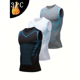 Resim 3 adet Erkek Fitness Yelek Seti, Siyah, Beyaz, Gri, Hızlı Kuruyan Kolsuz Üstler, Nefes Alabilen Nem Çekme Koşu ve Antrenman Tişörtleri - Basketbol ve Spor Salonu Egzersizleri için Dar Kesim, Spor Salonu Giyim, Şık Spor Tasarımı, File Kumaş Yelek, Ter Dirençli 