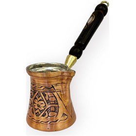 Resim Paşa İşlemeli 2 Kişilik Skoçlu Bakır Cezve 