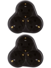 Resim VİKO Viko 3lü (ÜÇLÜ) Yonca Golyat Fiş Priz Siyah (2 ADET) 