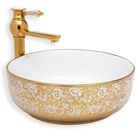 Resim LENA E-8115 Tezgah Üstü Porselen Lavabo 