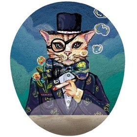 Resim Papyon Takan Esrarengiz Kedi Görselli - Bilek Destekli Mouse Pad Mousepad 