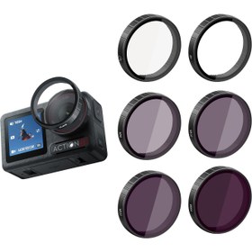 Resim DJI OSMO Action5Pro/4/3 Optik Cam Filtre Kiti ND8/16/32 Action5Pro/4/3 için, Nötr Yoğunluk ve UV CPL Polarize Filtreleri içerir. 