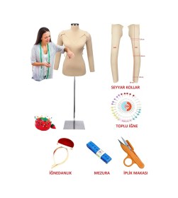 Resim Seyyar Kollu 38 Beden Sünger Iğne Batabilen Terzi Mankeni Prova Mankeni 