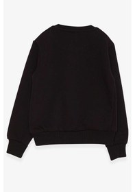 Resim Breeze Erkek Çocuk Sweatshirt Yazı Baskılı 2-6 Yaş, Siyah 