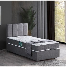 Resim Setaymobilya Baza, Tek Kişilik Defne Baza+Başlık +Comfort Yatak Seti, Gri 