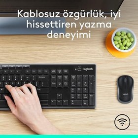 Resim Logitech MK270 Kablosuz Klavye Mouse Seti, Tam Boyutlu, Sağ ve Sol Elle Kullanıma Uygun Mouse, 10 m Kullanım Mesafesi, Sıvı Dökülmesine Dayanıklı, Türkçe Q Klavye, Siyah 