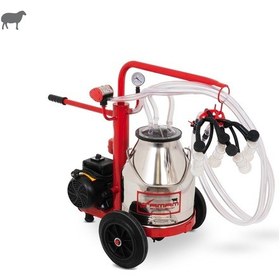 Resim Tamam Ecomini İkili Koyun Süt Sağma Makinesi Paslanmaz Güğüm-silikon Memelik Kuru Pompa 