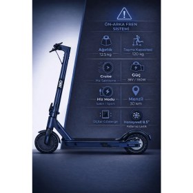 Resim Jibo 503 350 Watt Arka Amortisörlü 120KG. Taşıyabilen Cruise Controllü Elektrikli Scooter Lacivert 