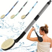 Resim Duş Sırt Yıkama Duş Vücut Temizleme Fırçası Banyo Yardımcısı Kaymaz, 21, 17.78 cm Ayrılabilir Duş Sırt Banyo Fırçası, Sırt Temizleyici, Peeling ve Hafif Bej Sağlık İyileştirme, Kol Hareketi Sınırlı Hareketli Kişiler İçin Uygun, Elektrik Gerektirmez 