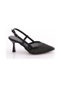 Resim Dgn K267 Kadin Abiye Topuklu Ayakkabi Siyah Saten 