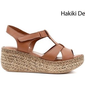 Resim Gönderi R Kadın Taba Antik Cırt Bantlı Dolgu Topuk Hakiki Deri Sandalet Dyza70945771 Taba 