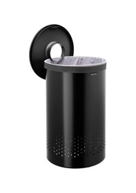 Resim Brabantia Matt Black Plastik Kapaklı Çamaşır Sepeti 60lt Siyah 
