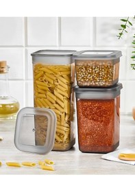 Resim Kapris Erzak Saklama Kabı 3'Lü Antrasit 1700 ML + 1100 ML + 500 ML Antrasit 