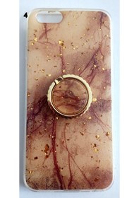 Resim iPhone Uyumlu 6/6s Yüzüklü Simli Mermer Desenli Kılıf 