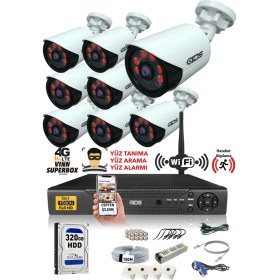 Resim IDS 8 Kameralı 5 Mp Lensli 1080P Full HD Kamera Seti - Gece Görüşlü - Su Geçirmez - Cepten İzle 