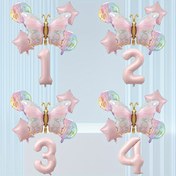 Resim Doğum günü partisi yıldönümü kutlama atmosferi arka plan duvar dekorasyonu balon malzemeleri için 6 adet mat pembe kelebek dijital top şekilli alüminyum film balon seti 