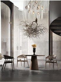 Resim Neptün Ceviz Ahşap Masa Sandalye Takımı 120x120 Ceviz 