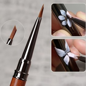 Resim Cinnabar Wood Handle Nail Art Pen ile Üçgen Fırça Ucu - Kelebek ve Çiçek Tasarımı, Basınçlı Petal Yaprak Süsleme Aracı, Profesyonel Manikürler ve Ev Nail Art için Kokusuz Naylon Kıllar, Nail Art Malzemeleri, Manikür Aksesuarı, Zarif Tasarım, Dayanıklı Yapı 