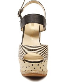 Resim Espadrilles Gipsya Bej Siyah Dolgu Topuklu Deri Sandalet Kadın Ayakkabı Siyah 