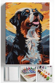 Resim Su'lepas Sayılarla Boyama Çerçeveli Hobi Seti Numaralı Tuval KÖPEK Fırça Boya Dahil Kasnaklı 40X50 Cm 