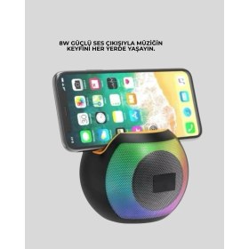 Resim Rgb LED Işıklı Güçlü Baslı Kablosuz Hoparlör 