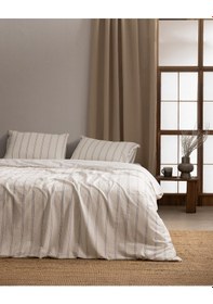 Resim Madame Coco Linda Çizgili King Size %100 Pamuk Yıkamalı Gofre Nevresim Takımı - Beyaz/indigo Beyaz 