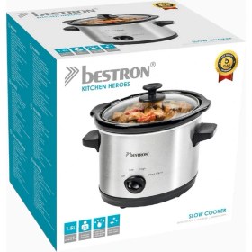 Resim Bestron 1.5 L Slow Cooker Kompakt 2 Kişilik Yavaş Pişirici 120W Silver 