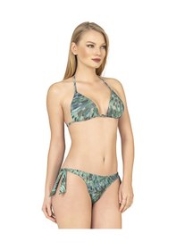 Resim Endeep Kadın Üçgen Yarım Dolgulu Simli Bikini Takımı Mavi-yeşil 