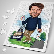 Resim Golf Tutkusu Olan Erkek Karikatürlü Puzzle 