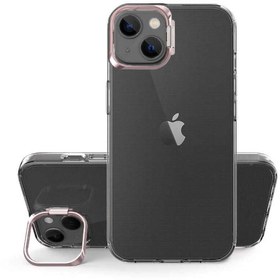 Resim CaseWorld Iphone 14 Uyumlu Kapak Lens Standlı Sararmaz Şeffaf Silikon Kılıf - Rose Gold 