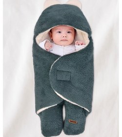 Resim 0-12 Ay Çift Kat Elyaflı Bebek Dış Kundak- Pelüş Bebek Battaniyesi- Ayaklı Welsoft Bebek Uyku Tulumu 