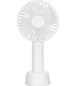 Resim Şarj Edilebilir Pil Ve Tabanlı Mini El Tipi Vantilatör Beyaz, 