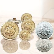 Resim 10 adet Altın 3D Kabartmalı Metal Dikiş Düğmeleri - Yüksek Mantar Şekli, Kavisli Yüzey, Shank Bağlantıları için Ceketler, Pantolonlar, Montlar ve Daha Fazlası - Vintage Çiçek Deseni, 1.5cm/2.0cm/2.5cm, Düğme Dekoru 