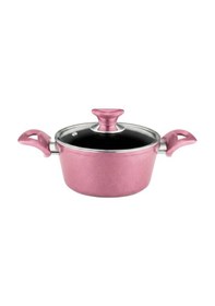 Resim 18 Cm Granit Derin Tencere Cam Kapak - Mürdüm Mürdüm 