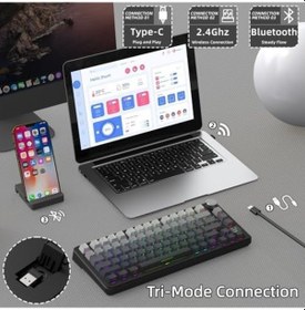 Resim Attack Shark X85pro 75% Kablosuz Mekanik Klavye Tft Ekran, Gasket Yapı, Rgb Işıklandırma, Hot-swap, 4000mah Pil, Bt/2.4g/usb-c Üçlü Bağlantı, Qmk Desteği Moonlit 