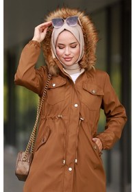 Resim Bestenur Leon Seyyar Kapüşonlu Mont 594 - Taba 