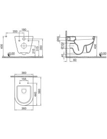 Resim Kale Dove 2.0 Kanalsız Asma Klozet + Ultra Slim Yavaş Kapanan Klozet Kapağı 