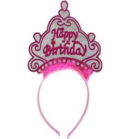 Resim Parti Happy Birthday Neon Pembe Renk Doğum Günü Tacı 24x15 Cm 001 