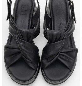 Resim Luvishoes Luvi Shoes Oara Siyah Cilt Hakiki Deri Kadın Sandalet Siyah Deri 