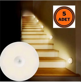 Resim 5 Adet Çok Amaçlı Hareket Sensörlü Şarjlı Dolap İçi Led Aydınlatma 