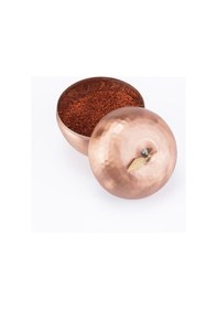 Resim El İşi Bakır Baharatlık Tuzluk Biberlik Elma Motif Otantik Görünüm El Dövmesi Çap 8,5 Cm Bakır 