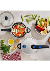 Resim Schafer Gusto Chef 2'li Düdüklü Tencere Seti 4+7l 4 Parça İnox Gümüş 