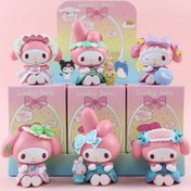 Resim Sanrio Karakter Melodys Çay Partisi Blind Box Figürleri Masa ve Araba Dekorasyonu için. 